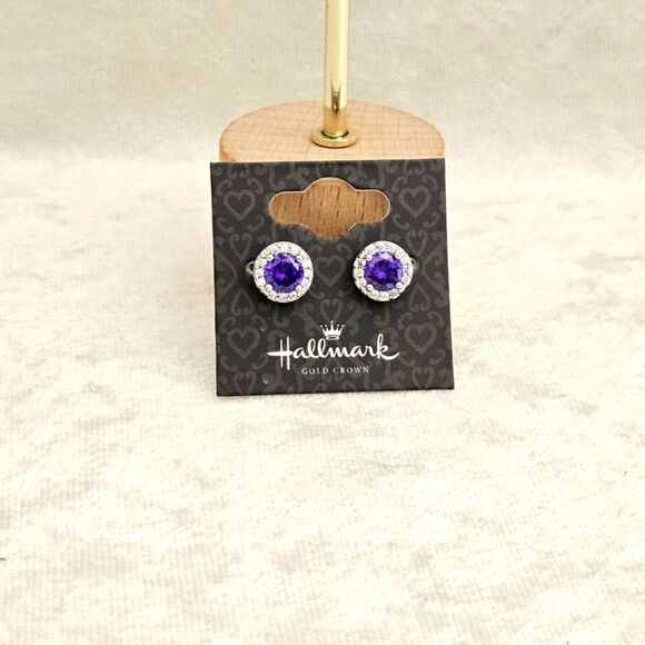 Hallmark Jewelry - Hallmark, deep purple studs in stainless steel.